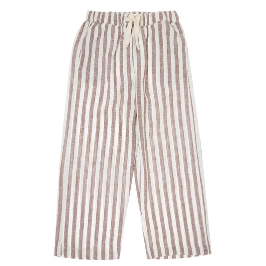 BROWN STRIPED LINEN SET