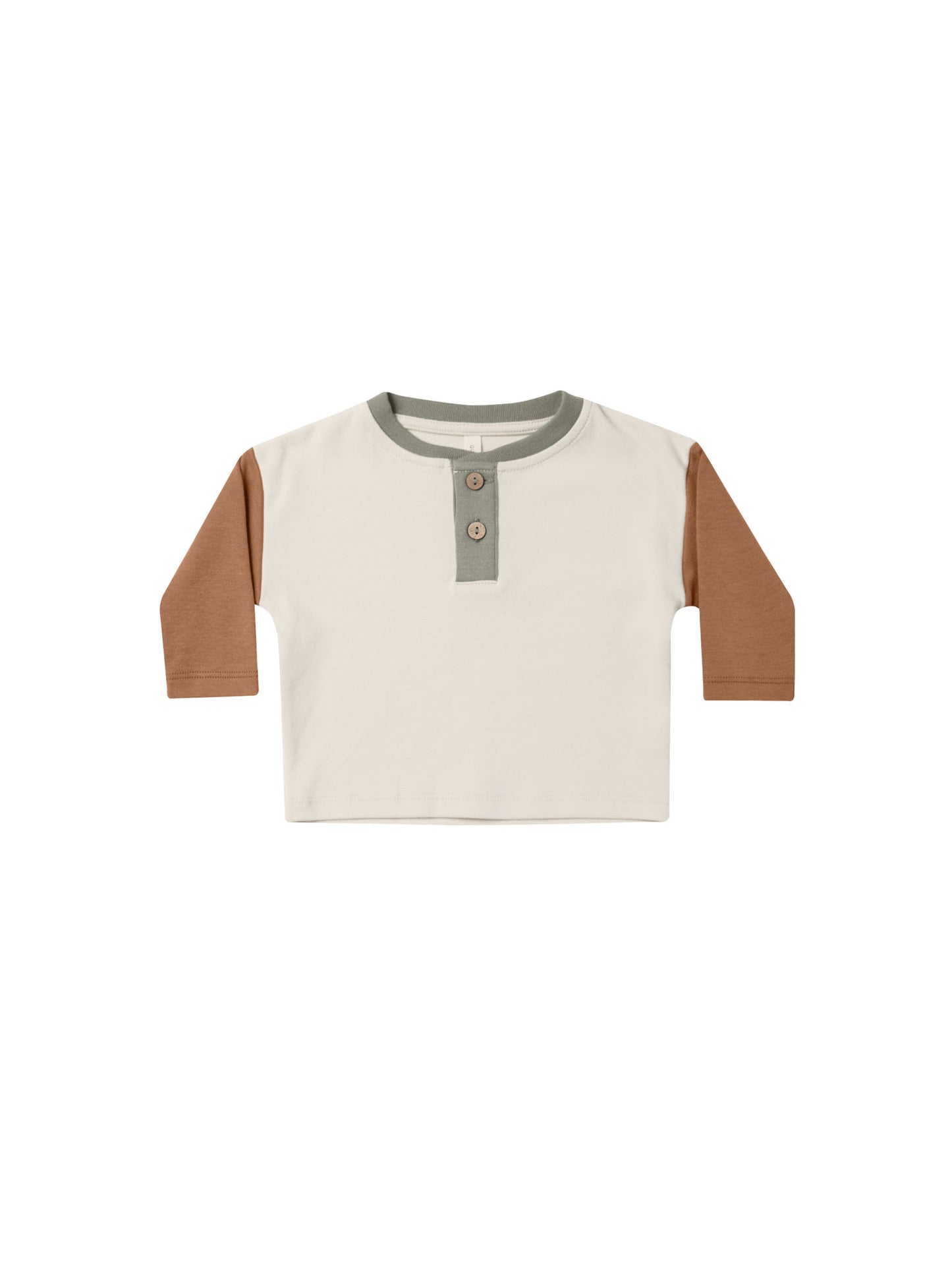 LONG SLEEVE HENLEY TEE || COLOR BLOCK