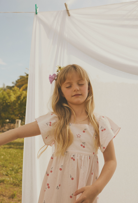 SHORT CHERRIES PRINT DRESS