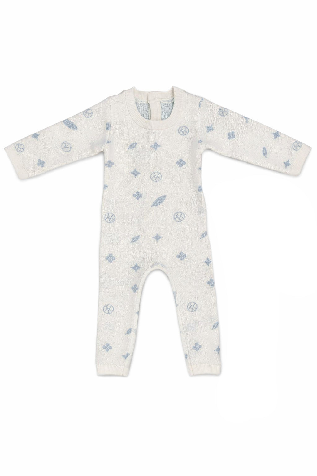 Logo Knit Romper Blue