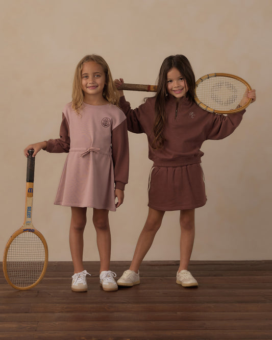 half zip skirt set mulberry