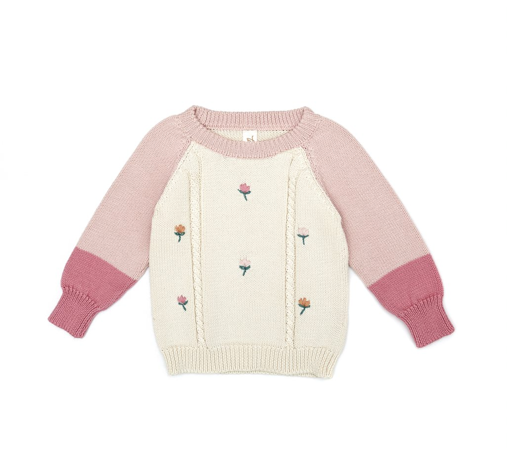Embroidery Sweater and Ribbed Legging Set