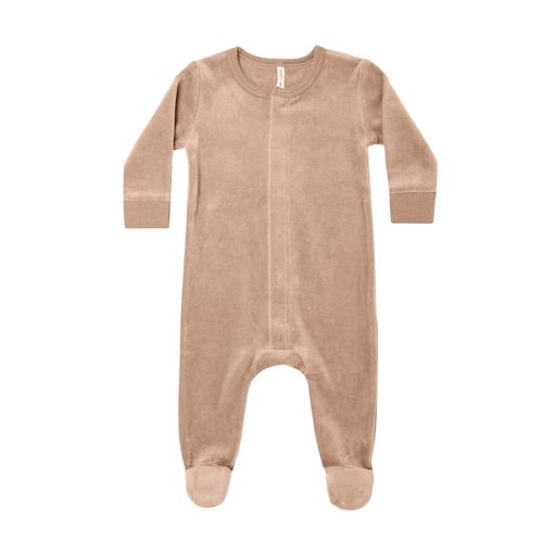VELOUR HIDDEN SNAP FOOTIE