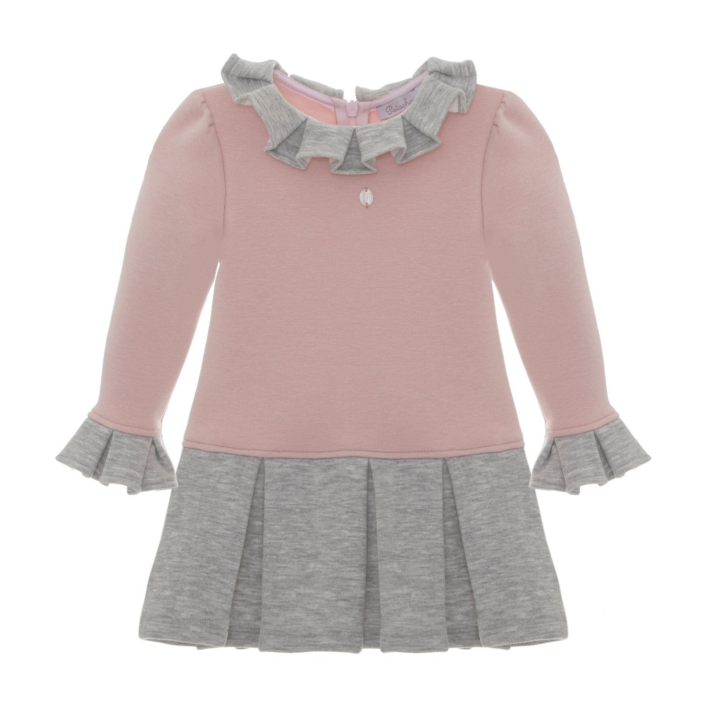 Mini Girl Dress Knit Grey Pleated
