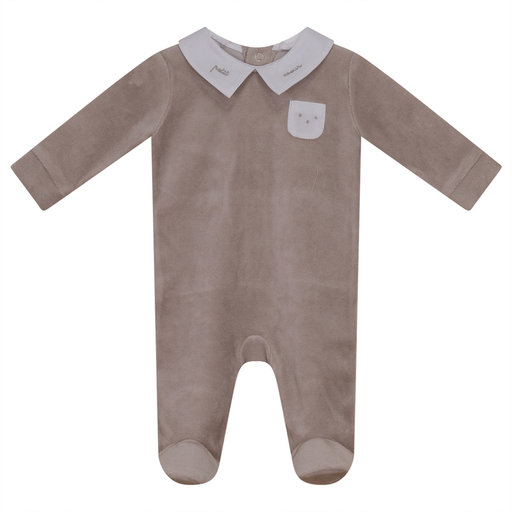 Baby Romper With White Collar And Pocket