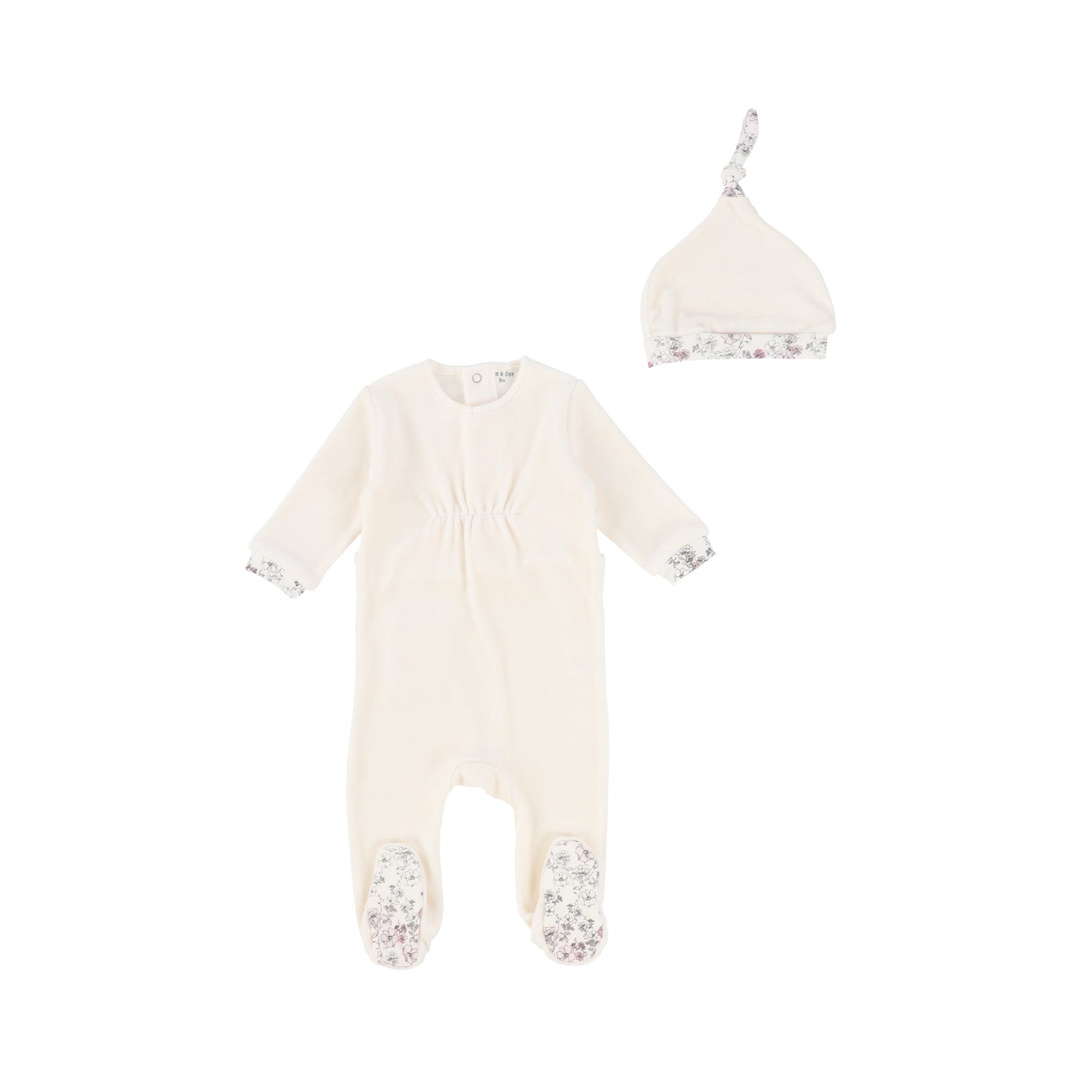 Floral Knot Velour Collection Footie with Bonnet