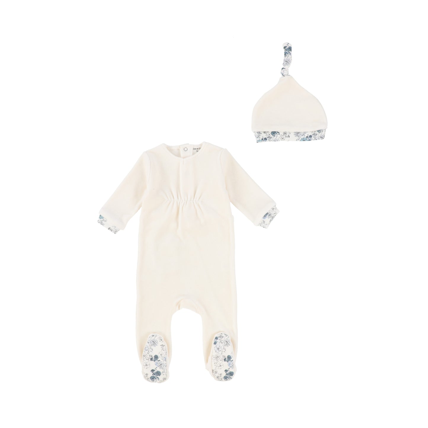 Floral Knot Velour Collection Footie with Bonnet
