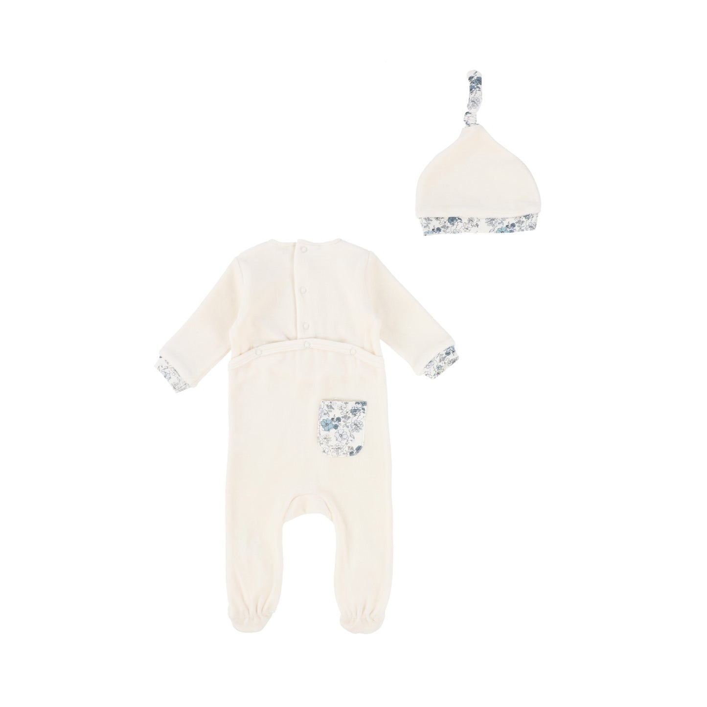 Floral Knot Velour Collection Footie with Bonnet