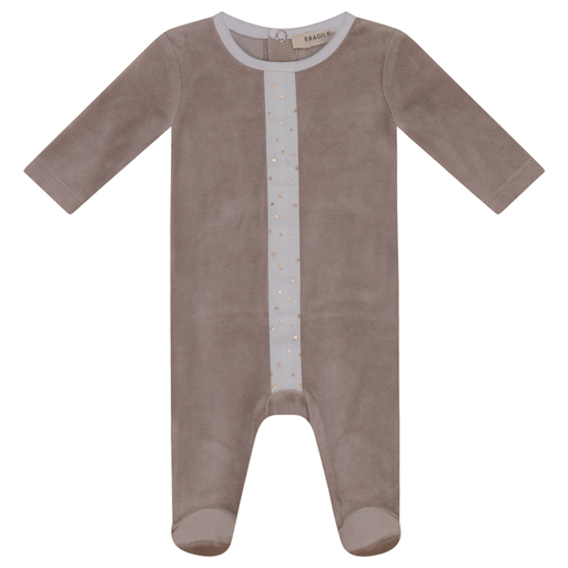 Baby Romper With White And Gold Stars Front Placket