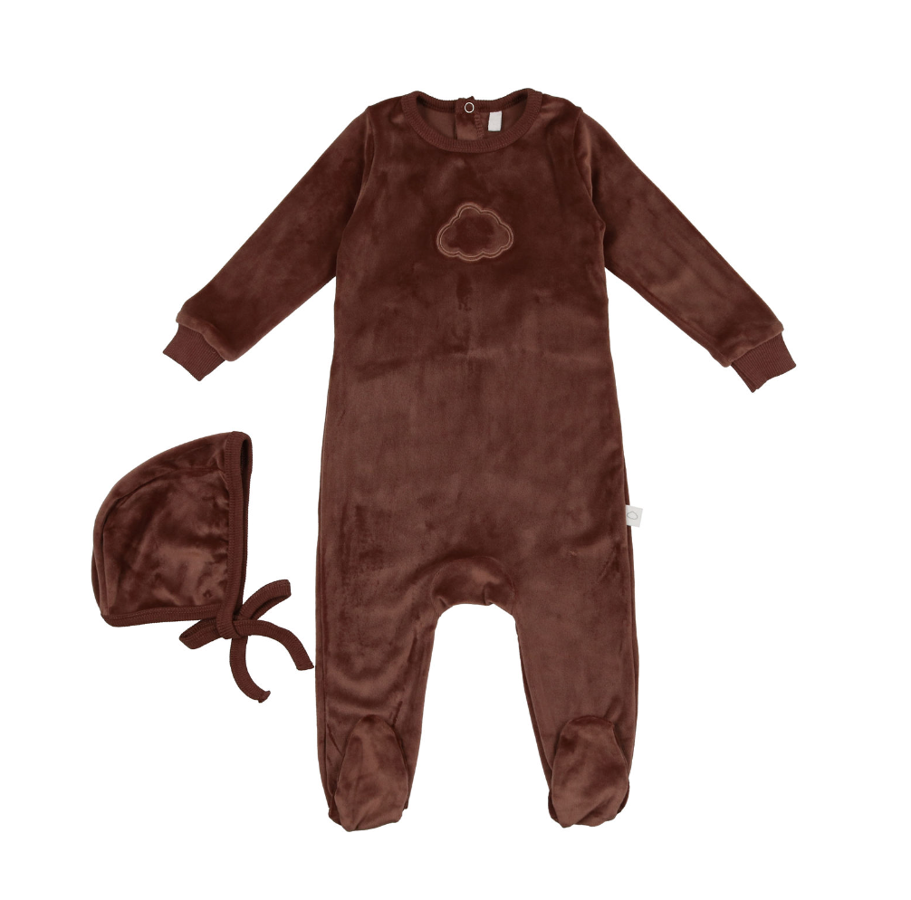 velour footie+bonnet