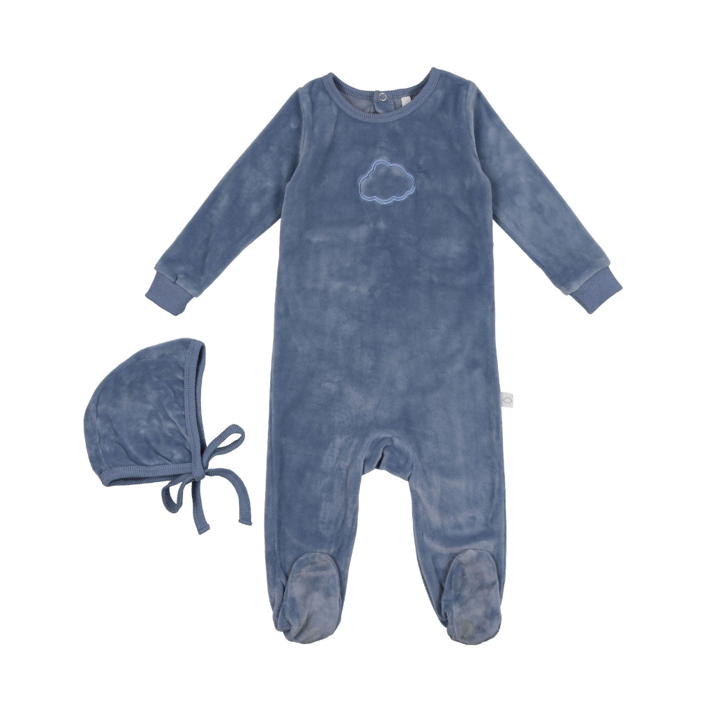 velour footie+bonnet