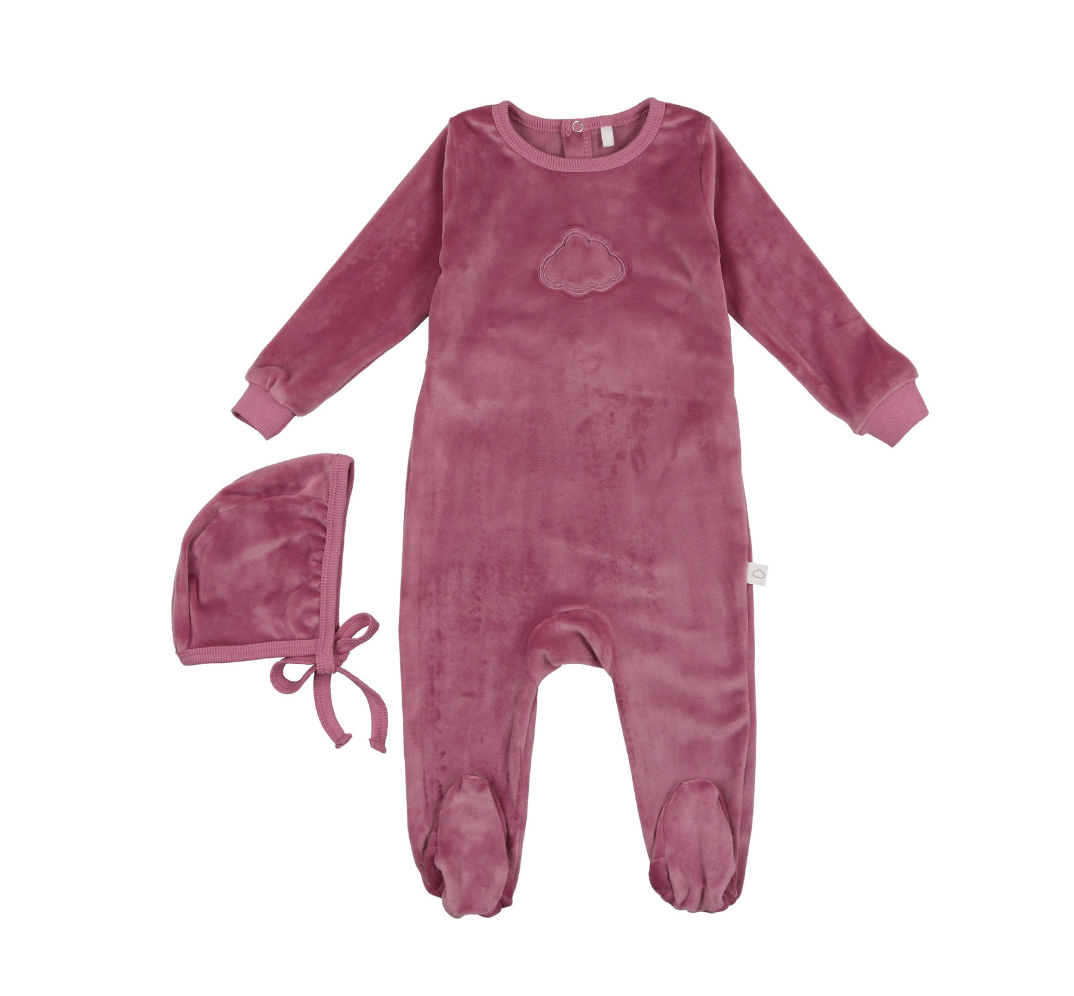 velour footie+bonnet