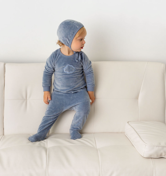 velour footie+bonnet