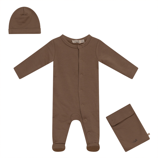 Baby Front Snapped Onesie With Knotted Beenie