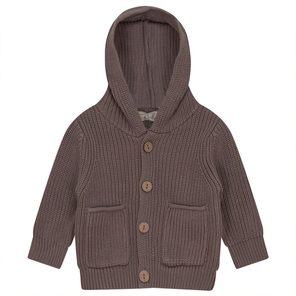 Baby Rib Hooded Knit Jacket With Hat