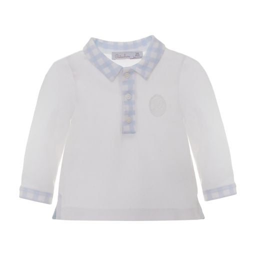 Blue Vichy Knit Pants and White Jersey Polo