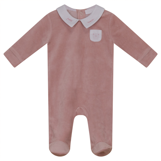 Baby Romper With White Collar And Pocket