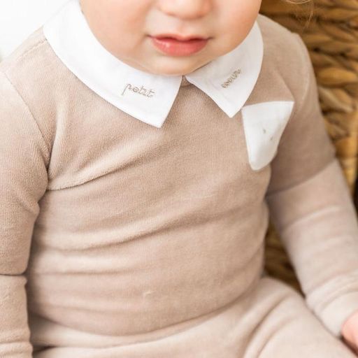 Baby Romper With White Collar And Pocket