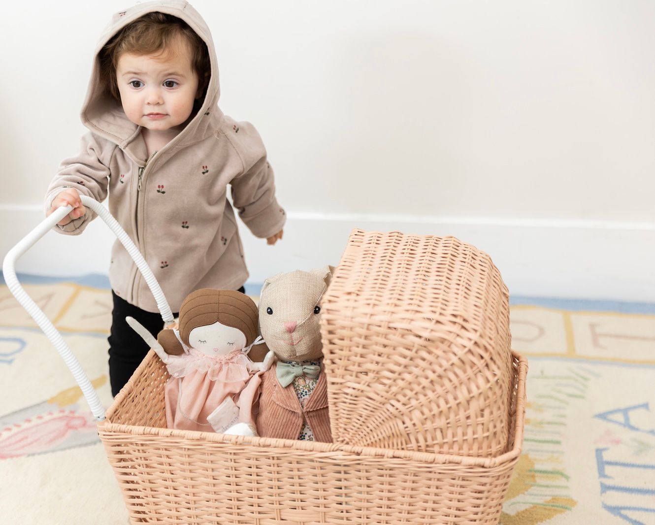 Baby Quilted Jacket with Cherry Print