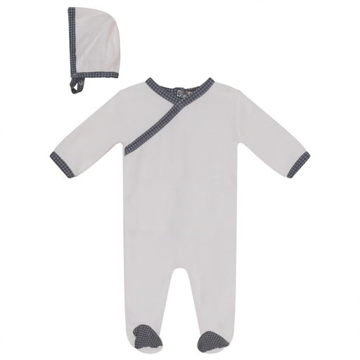 Baby Velour Romper V Neck Boys