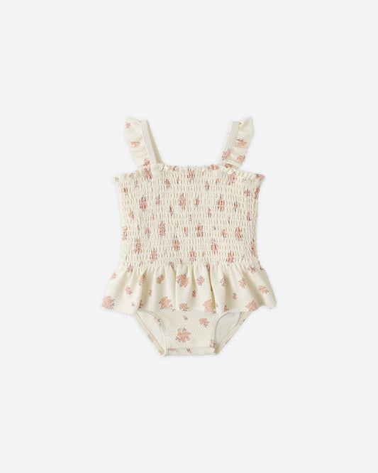 Smocked One Piece Swimsuit Garden Rose