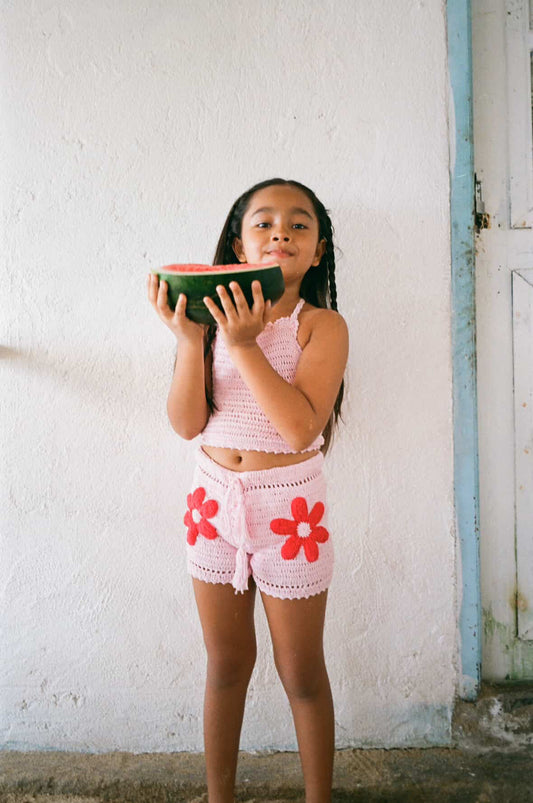 Flower Crochet Short Set