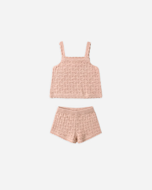 Pointelle Knit Tank Set Melon