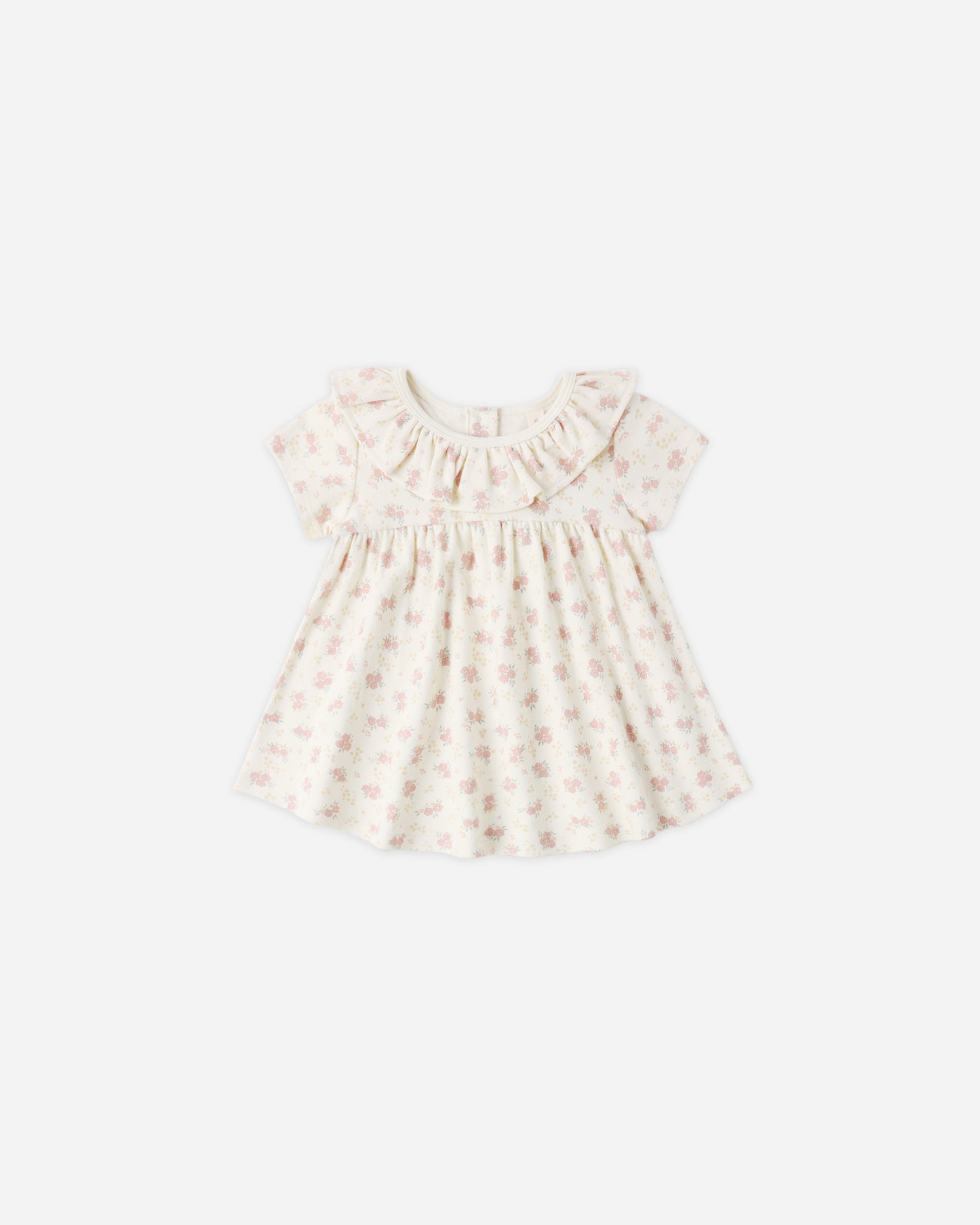Ruffle Collar Jersey Dress Flower Field