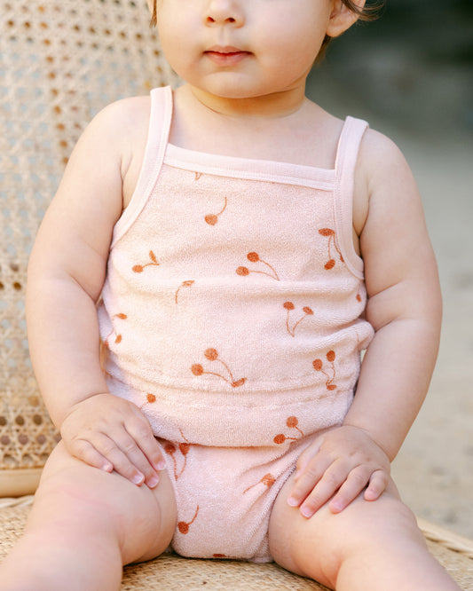 Terry Cherry Cinch Romper