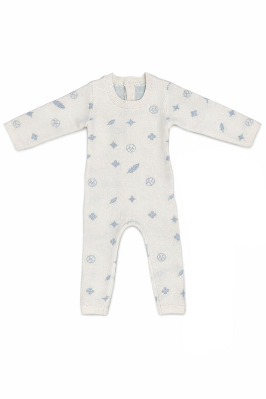 Logo Knit Romper Blue