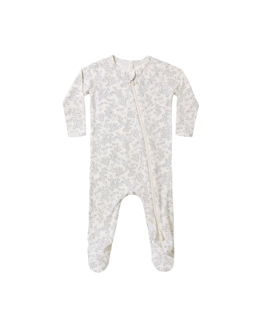 BAMBOO ZIP FOOTIE CLOUD FLORAL