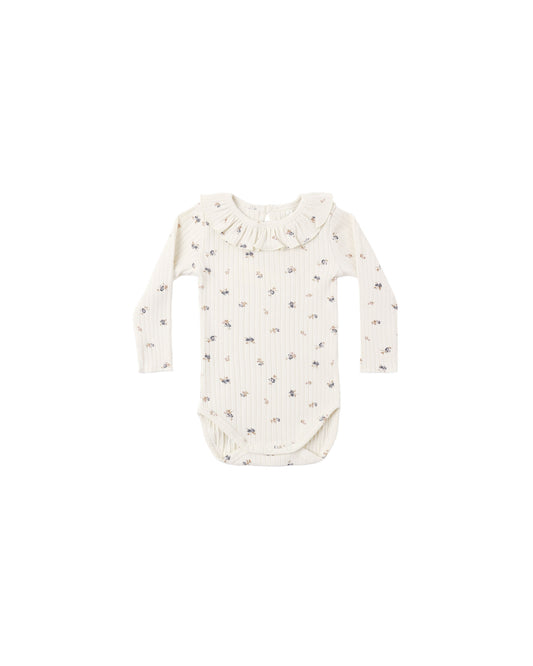 Ruffle Collar Bodysuit/Pant Set Natural Ditsy