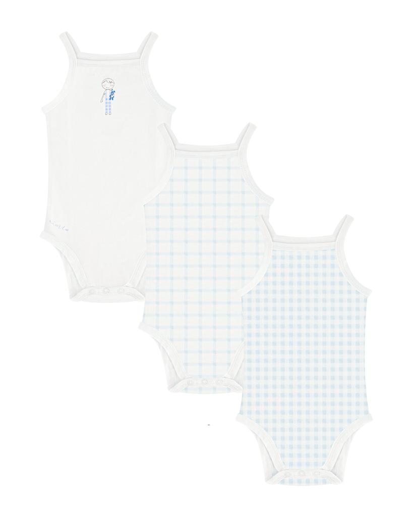 Boys Gingham Sleeveless Undershirts Case Pack of 3