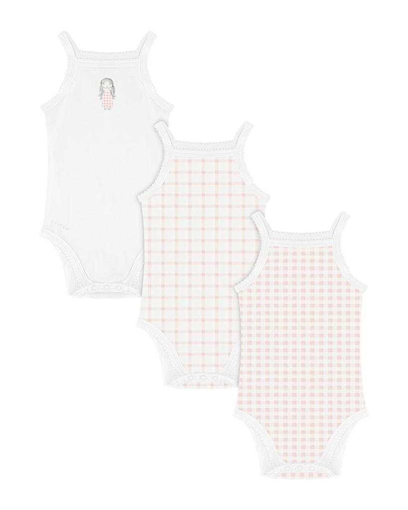 Girls Gingham Sleeveless Undershirts Case Pack of 3
