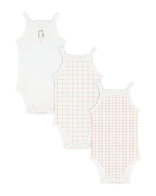 Girls Gingham Sleeveless Undershirts Case Pack of 3