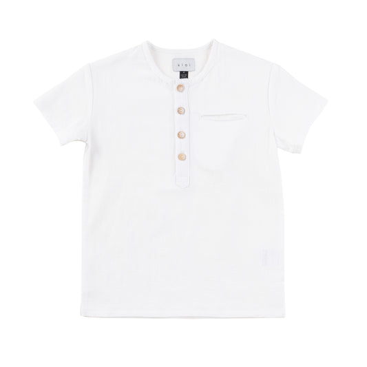 White mandarin collar shirt