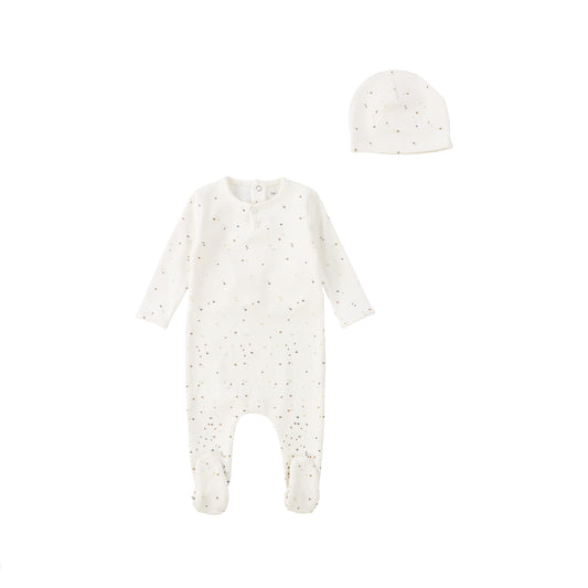 Watercolor Dot Collection Footie with Bonnet