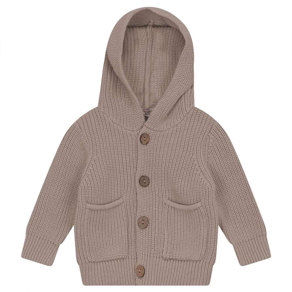 Baby Rib Hooded Knit Jacket With Hat