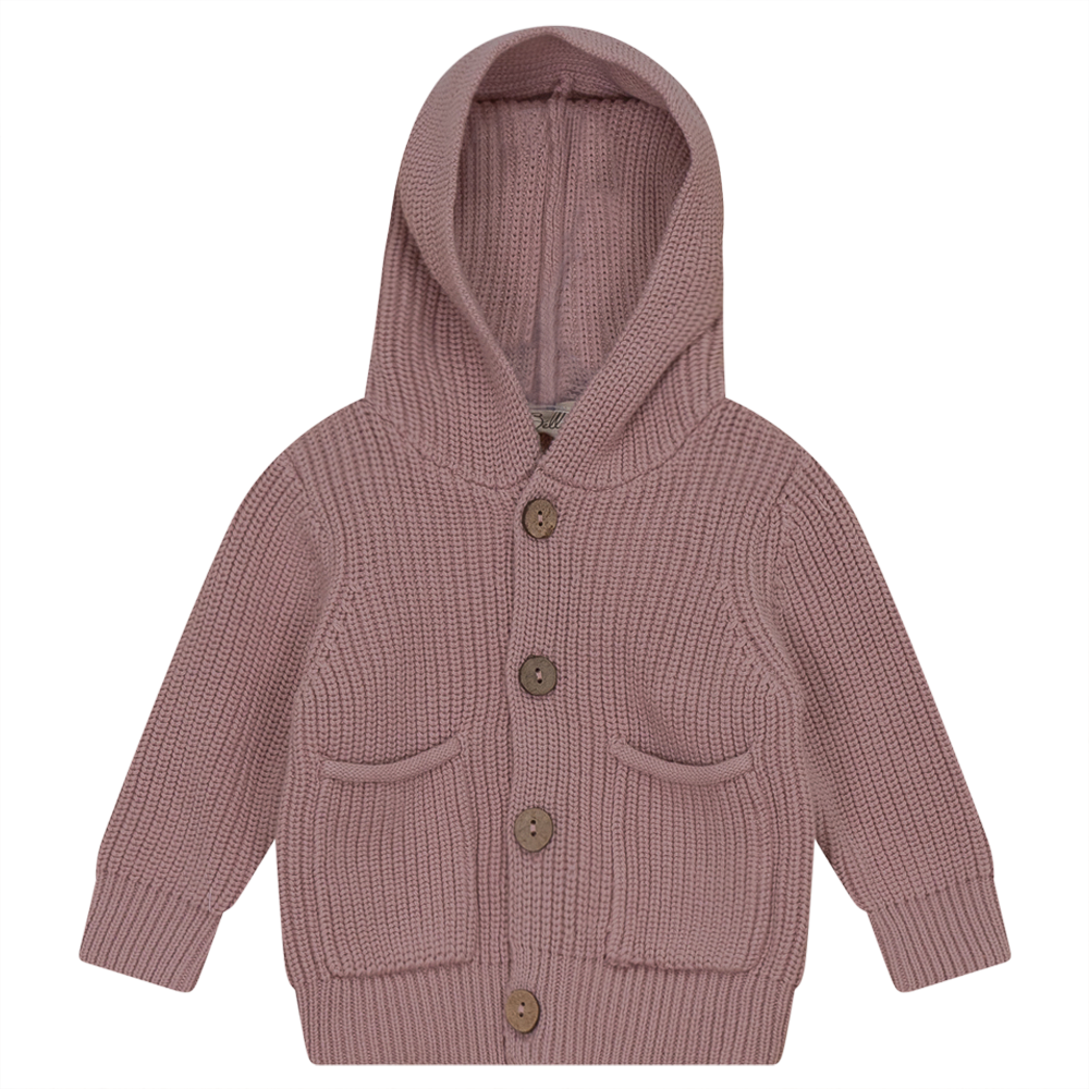 Baby Rib Hooded Knit Jacket With Hat