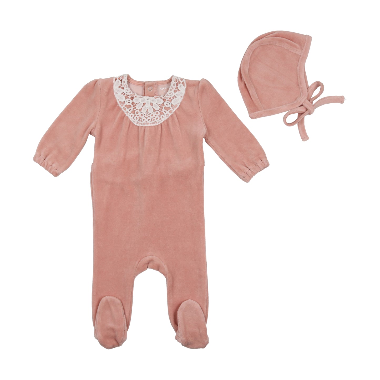 Eyelet Velour Footie with Bonnet