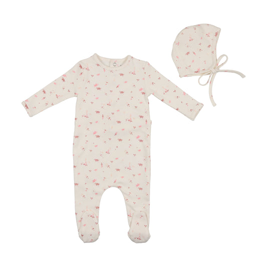 Floral Cotton Collection Footie with Bonnet