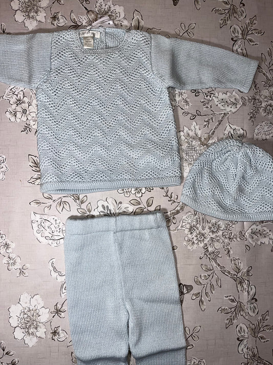 3 PCS KNITTED SET LIGHT BLUE