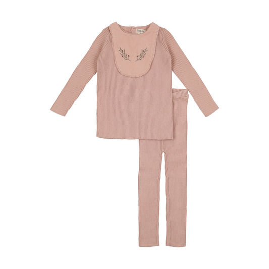 Knit Embroidered Bib Outfit