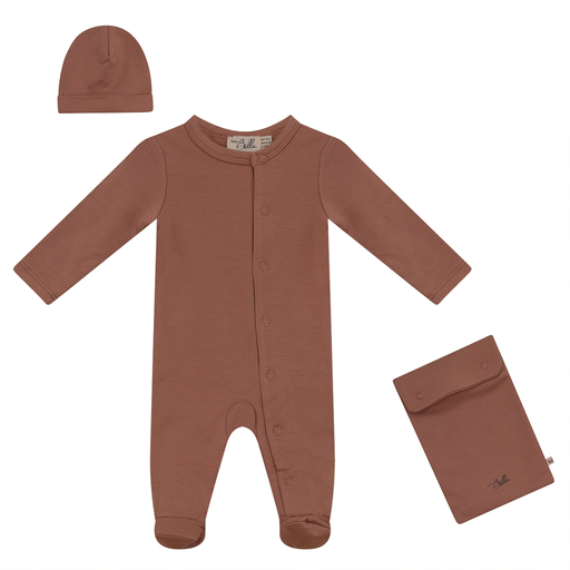 Baby Front Snapped Onesie With Knotted Beenie